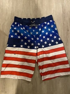 Zeroxposur Swimwear Youth Xlarge Patriotic Swim Trunks Mesh Lined American Flag - Picture 1 of 1