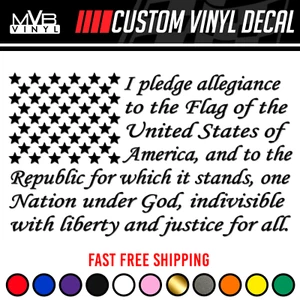 American Flag Pledge of Allegiance Vinyl Decal Sticker | Distressed Tattered - Picture 1 of 3