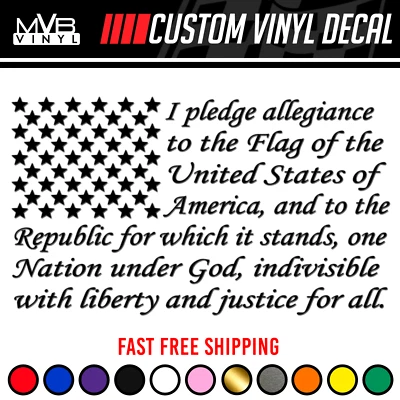 American Flag Pledge of Allegiance Vinyl Decal Sticker | Distressed Tattered - Image 1 of 3