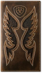 Ariat Western Portafoglio Uomo Rodeo Pelle Stivali Punto Sovrapposizione Patch Marrone A3565902 - Foto 1 di 3