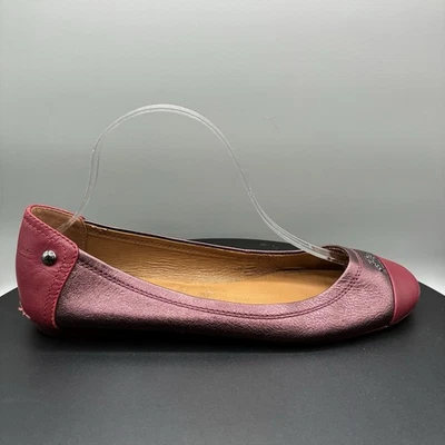 Zapatos planos de ballet Coach Chelsea para mujer 8,5 B de cuero negro cereza sin cordones Foto 1 de 4