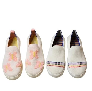 Rothy's Two Pair Butterfly And Rainbow Slip On Girl's Flats Size 4Y - Picture 1 of 13