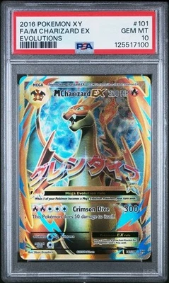 2016 Pokemon XY Evolutions M Charizard EX Full Art Card 101/108 Graded PSA 10 - Image 1 of 2