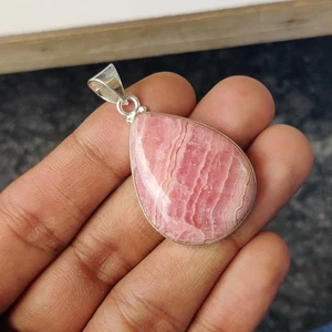 Nice Rhodochrosite Gemstone Pendant 925 Sterling Silver Statement Pendant PG7690 - Picture 1 of 4