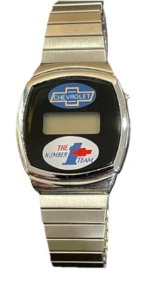 Reloj digital Chevrolet vintage trasero de acero inoxidable sin probar Foto 1 de 4