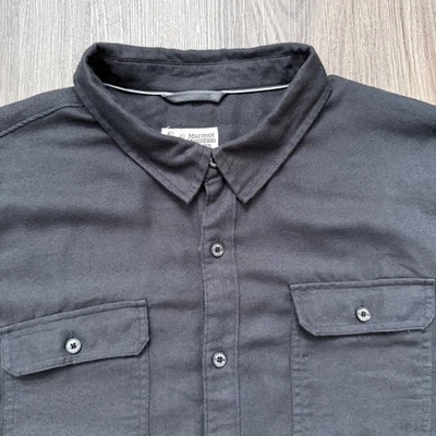 Camisa de trabajo Marmot Mountain Works negra con botones XL manga larga franela Foto 1 de 4