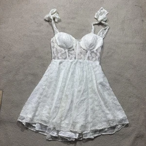 Vestido One and Only Collective para mujer mediano blanco encaje corpiño sin mangas - Imagen 1 de 16