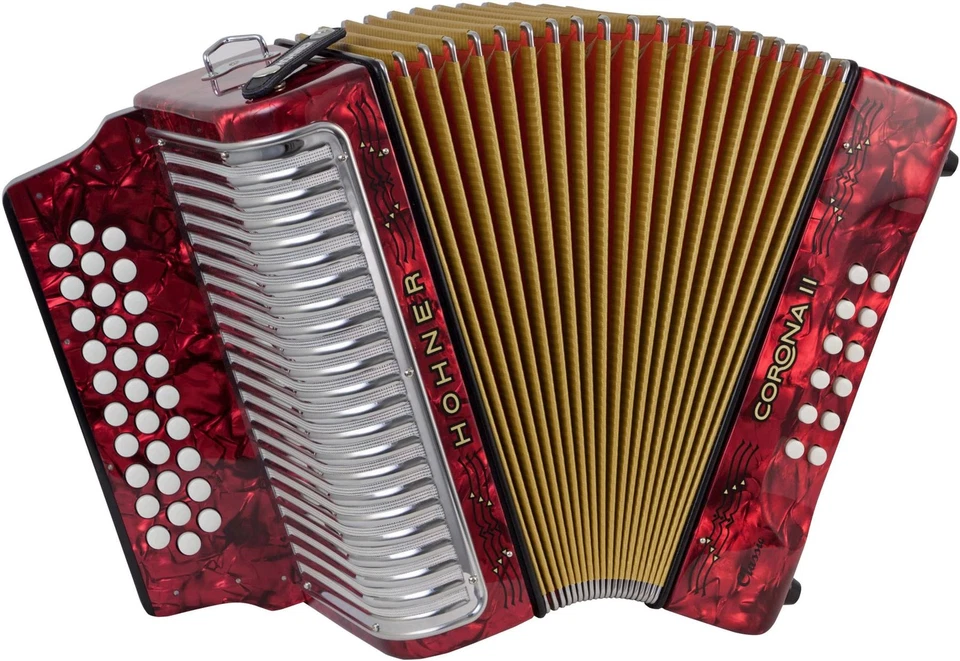 Hohner Corona II Classic Diatonic Accordion - Keys of G/C/F - Pearl Red - Image 1 of 1
