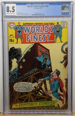 DC Comics World's Finest 196 1970 CGC 8.5 VF+ Kryptonite Express Train Cover - Image 1 of 3