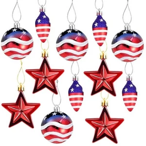 12 Pcs Patriotic Ornaments Hanging Balls- 4th of July Independence Day Tree Orna - Picture 1 of 7