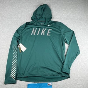 Nike Running Hoodie Sweatshirt 2XL Green Dri Fit Reflective Graphic New NWT - Picture 1 of 11