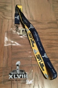 SUPER BOWL XLVIII BIGLIETTO STUB PORTA CORDINO E SPILLA NYNJ FOOTBALL SEAHAWKS 2014 - Foto 1 di 6