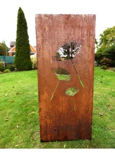 Edelrost Sichtschutz Garten Wand Rost Sichtschutzwand Metall 150*62 Pusteblume - Bild 1 von 4