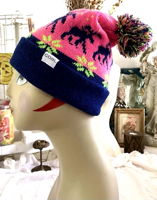 SOMBRERO gorro rosa intenso, azul oscuro, amarillo neón-verde lima con pompón, renos Foto 1 de 4