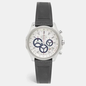 Breitling for Bentley Silver Stainless Steel Rubber Barnato Racing A25366 Men's - Picture 1 of 9