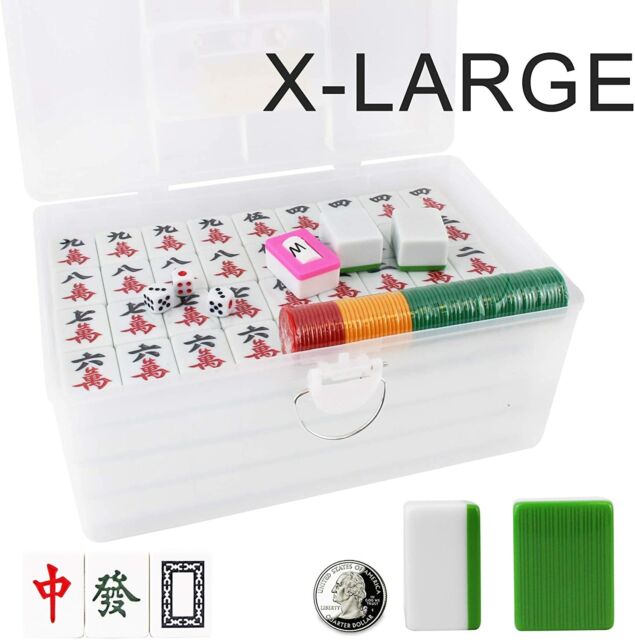 高級壓克力麻將 Chinese Numbered X-Large Green Tiles Mahjong set / Board Game US  Seller