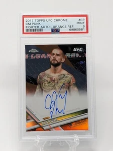 CM Punk 2017 Topps UFC Chrome Fighter Auto Orange Ref. 12/25 PSA 9 Low Pop! - Picture 1 of 4