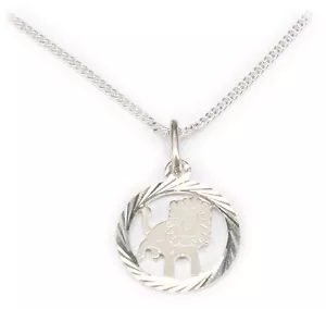 Rimorchio Segni Zodiacali Leone 14 MM Argento 800 Diamantato Incl. Gourmette - Foto 1 di 3