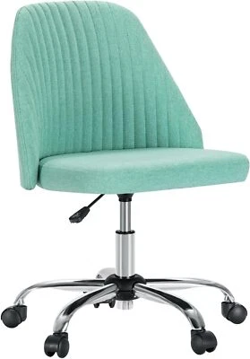 Comfy Office Desk Chair with Wheels Fabric Vanity Swivel Chair with Mid Back - Image 1 of 4
