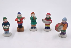 Vintage 1990s Lemax Dickensvale Christmas Village Painted Porcelain Band 5 Pc - Picture 1 of 2