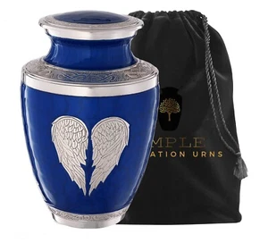 Blue Angel Wings Cremation Urns for Human Ashes - Elegant Adult Memorial Urn - Picture 1 of 9
