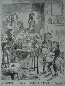 FINANCIAL REFORM - A SCENE FROM THE HAUNTED MAN Original 1849 Victorian Cartoon - Picture 1 of 2