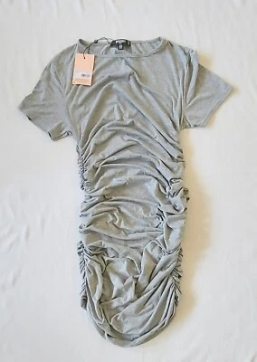 Vestido ceñido al cuerpo Missguided talla 14 Plus lado acanalado gris nuevo con etiquetas Foto 1 de 4