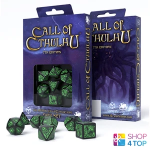 Call Of Cthulhu 7TH Edition Wurfelset Black Green Story RPG Q-Workshop New - Picture 1 of 2
