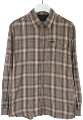 Chemise Columbia Homme XLARGE Marron Carreaux Poche Logo Col Épandu Boutonné - Photo 1/4