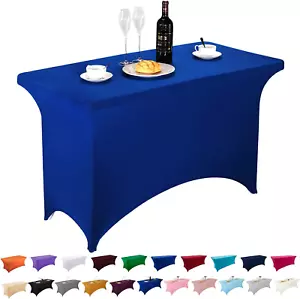 Spandex Fitted Stretch Table Cover for 4Ft or 6Ft or 8Ft Folding Table, Rectangu - Picture 1 of 40