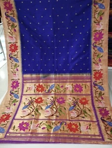 Pure Maharashtra Paithani Bridal Silk Saree With Stitched Blouse - Picture 1 of 6