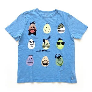 Gap Boys Short Sleeve Graphic T-shirt Size 12 Funny Egg Faces Blue Soft Cotton - Picture 1 of 6
