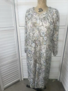 Vintage Handmade 70s Floral Polyester House Dress Coat Large - Picture 1 of 8
