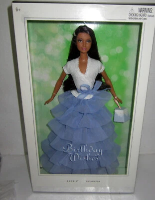 Silver label 2005 Barbie Birthday Wishes Goddess AA with blue white ruffle dress - Image 1 of 4