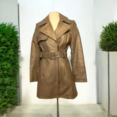 Abrigo de cuero para mujer Bebe chaqueta de trinchera con cinturón talla S Foto 1 de 4