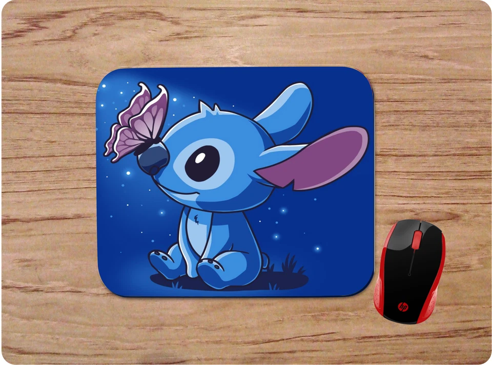 DISNEY STITCH WITH BUTTERFLY CUSTOM NEOPRENE NON-SLIP SOFT MOUSE PAD USA SHIP - Image 1 of 1