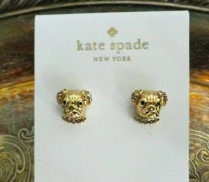 NEW Kate Spade NY Pave Puppy Gold Plate Stud Earrings $48 - Picture 1 of 7