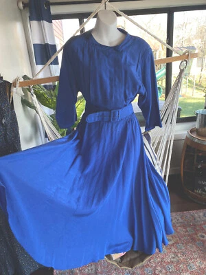 Женские истинный винтажный Stuart Alan Petites темно-синий полная юбка синий платье размер 12 M - Изображение 1 из 4