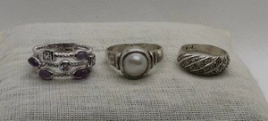 Vintage Sterling Silber Ringe rustikale Silberperle, mehrere Steine Vintage 15,1 Gramm - Bild 1 von 7