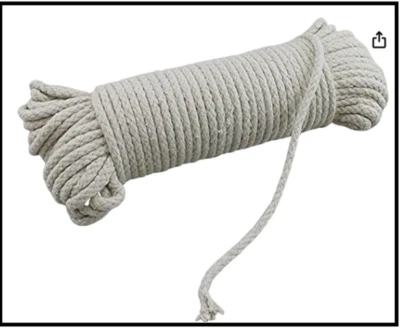 DEPENDABLE INDUSTRIES INC. ESSENTIALS 100 Ft Heavy Duty Braided Cotton Rope Clothesline #6 1/4" 6 mm Multi Purpose ..*