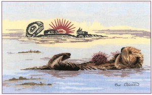 Urchins Kreuzstichmuster Sue Coleman Stitching Studio Sea Otter Pacific NW - Bild 1 von 4
