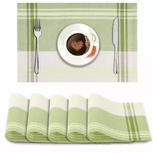 Heat Resistant 6pcs 45x30 cm Dining Table Mats For Home Decor (Green Stripes ) - Picture 1 of 3