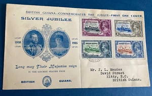 Postal History British Guiana GV 1935 Silver Jubilee Illustrated FDC to Kitty - Picture 1 of 1