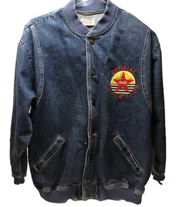 Coca-Cola Jacket Denim Snap Up Embroidered Official Cycle Club - Picture 1 of 23