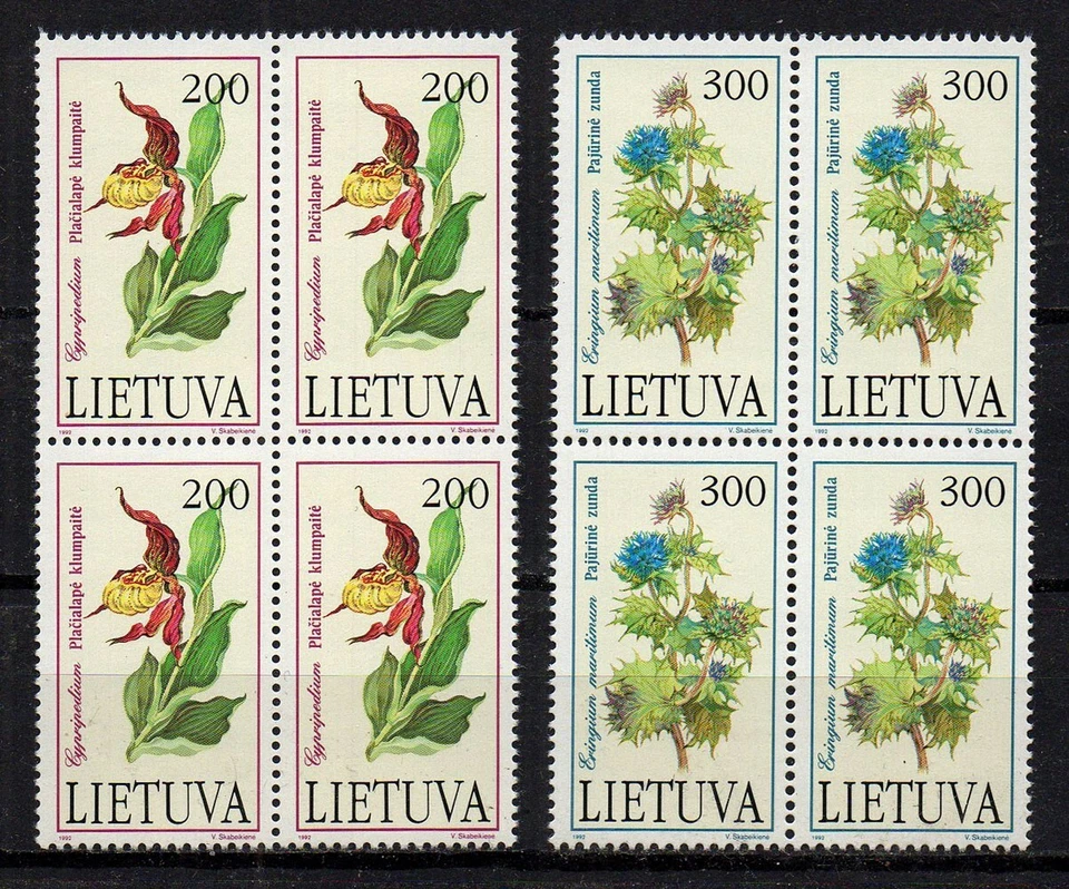 LITUANIA, SCOTT # 425-426, MNH JUEGO DE 2 BLOQUES - FLORES Y PLANTAS, AÑO 1992 Foto 1 de 1