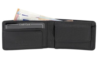 Minibörse extra dünn im Querformat, Flaches Portemonnaie mit RFID Schutz schwarz - Bild 1 von 4