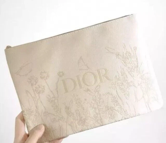 Dior Beauty Spring Flower Large Clutch Makeup Bag Pouch Natural Beige