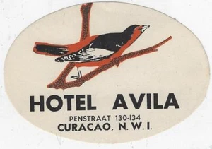 Hotel Avila Curacao Netherlands West Indies Vintage Luggage Label Travel - Picture 1 of 2