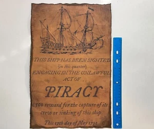 Pirate Ship Wanted Poster Print Vintage Replica Pirates Treasure Reward - BIG - Picture 1 of 5