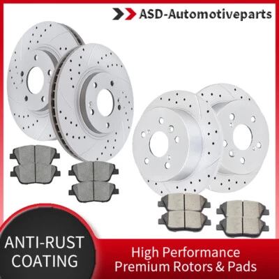 Front & Rear Rotors + Brake Pads for 2011 - 2014 2015 Hyundai Sonata Kia Optima Foto 1 de 4